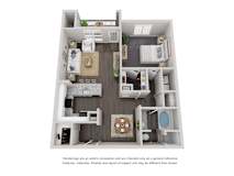 1 Bed1 Bath Floor Plan | 755 Sq. Ft. at Willowest in Lindbergh, Atlanta, GA, 30318