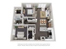 2 Bed 2 Bath Floor Plan | 946 Sq. Ft. at Willowest in Lindbergh, Atlanta, GA