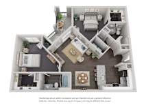 2 Bed 2 Bath Floor Plan | 1,042 Sq. Ft. at Willowest in Lindbergh, Atlanta, Georgia
