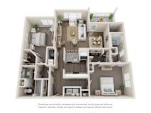 B3 Floor Plan | 1,223 Sq. Ft. at Willowest in Vinings, Georgia, 30339