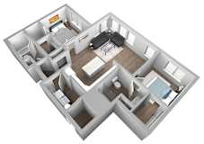 2 bedroom 2 bath 3D Beaufort Floor Plan at The Encore at Ingram Manor, Pikesville, MD
