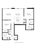 2 bed 2 bath The Caboose Floor Plan at Metro Crossing Apartments, Owings Mills, Maryland
