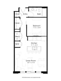1 bed 1 bath Express Floor Plan Image at Metro Crossing Apartments, Owings Mills, MD