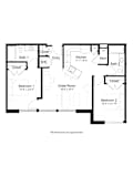 2 bed 2 bath The Locomotive Floor Plan at Metro Crossing Apartments, Maryland