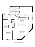 2 bed 2 bath The Switchback Floor Plan at Metro Crossing Apartments, Owings Mills, 21117