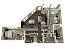 1257 Square-Feet 2 bedroom 2 bathroom OLDEDWARDS Floor Plan at LaVie Southpark, Charlotte, 28209