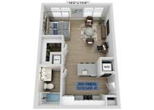 3D Floor Plan Studio 1 bath at Elwood Apartments, North Carolina