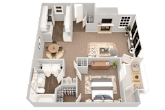 Adair, one-bathroom, one-bathroom floor plan rendering at Summerchase at Riverchase Apartments