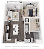 1 bedroom floor plan at Artisan Flats in Birmingham, AL