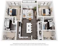 2 bedroom floor plan at Artisan Flats in Birmingham, AL