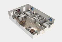 Two-Bedroom Cottage Floor Plan Rendering at Cottages at Foley Farms in Foley, AL