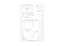 a line drawing of a floor plan of a house