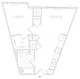 a floor plan of a home with a bedroom and a living room