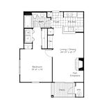 a floor plan of a 1 bedroom floor plan