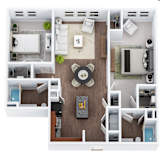B1-1- Two Bedroom Two Bathroom Floor Plan at The Confluence at Norwalk, Norwalk