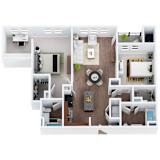 B2-3D - Two Bedroom Two Bathroom Den Floor Plan at The Confluence at Norwalk, Norwalk