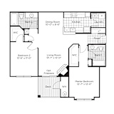 a floor plan of a house with bedrooms and a living room