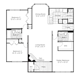 a floor plan of a house with a combination of bedrooms and a living room