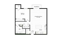 1 bedroom 1 bath floorplan at Arden of Warrenville Apartments, Warrenville, IL