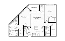 2 bedroom 2 bath floorplan with balcony at Arden of Warrenville Apartments, Warrenville, Illinois