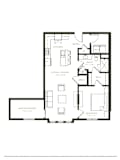 A black and white image of a floor plan for a house.