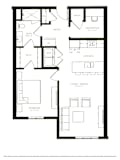A black and white floor plan of an apartment.