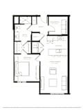 A black and white image of a floor plan for a home.