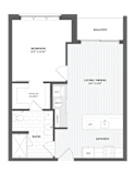 1Bed1BathA1 Floor Plan at The Audubon New Haven, New Haven, CT, 06511