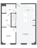 1 Bed 1Bath A1 Floor Plan at The Audubon New Haven, New Haven, 06511