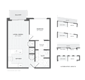 1 Bed 1Bath A1a Floor Plan at The Audubon New Haven, Connecticut, 06511