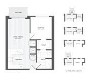 1 Bed 1Bath A1M Floor Plan at The Audubon New Haven, Connecticut, 06511