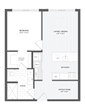 1 Bed 1Bath A2 Floor Plan at The Audubon New Haven, New Haven, 06511