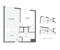 1 Bed 1Bath A3 Floor Plan at The Audubon New Haven, New Haven, Connecticut
