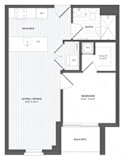 1 Bed 1Bath A5 Floor Plan at The Audubon New Haven, Connecticut, 06511
