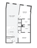 2 Bed 1.5 Bath A6 Floor Plan at The Audubon New Haven, Connecticut, 06511