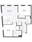 2 Bed 2 Bath B2 Floor Plan at The Audubon New Haven, Connecticut