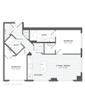 2 Bed 2 Bath B2M Floor Plan at The Audubon New Haven, New Haven, CT, 06511