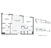 2 Bed 2 Bath B3a Floor Plan at The Audubon New Haven, New Haven, CT, 06511