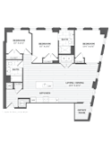 3 Bed 2 Bath C1M Floor Plan at The Audubon New Haven, New Haven, CT