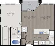 Stoneledge - Grapevine, TX - A3 Floor Plan 774 SF