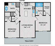 LaVida Apartments - Miami, FL - 22F1 Floor Plan 1020 SF