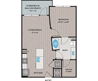 Lake Vue Apartments - Orlando, FL - 11F1 Floor Plan 650 SF