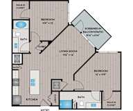 Lake Vue Apartments - Orlando, FL - 22F1 Floor Plan 1036 SF