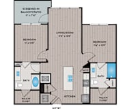 Lake Vue Apartments - Orlando, FL - 22F2 Floor Plan 1023 SF