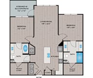Lake Vue Apartments - Orlando, FL - 22F3 Floor Plan 1122 SF
