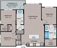 Lake Vue Apartments - Orlando, FL - 32F1A Floor Plan 1330 SF