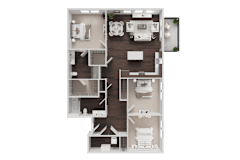 A detailed floor plan of a house with multiple rooms and furniture layout.