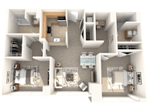 2 Bed 2 Bath 1070 SF Floor Plan at Residences at Manchester Place, Manchester