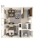 1 bed 1 bath Great River Floor Plan at Hartford 21, Hartford, CT