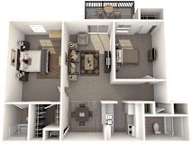 The Palmera 2b2b Floor Plan at The Bay Club, Texas